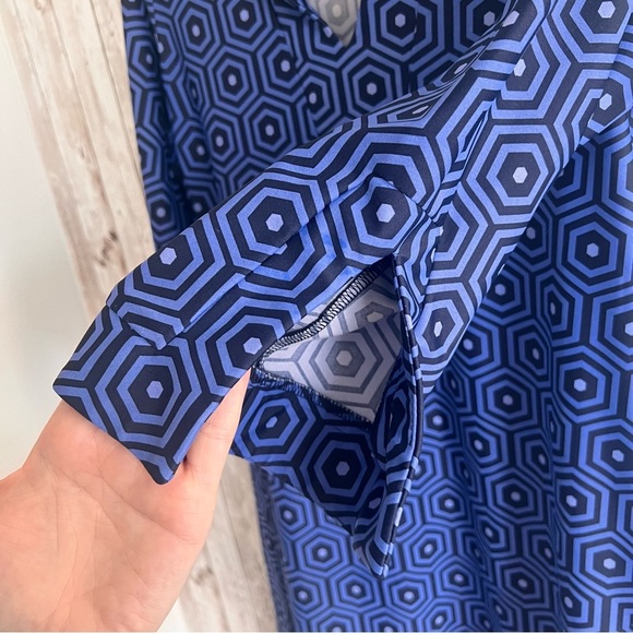 Jude Connally Stretchy Performance Geometric Blue Dress Large - Picture 3 of 4